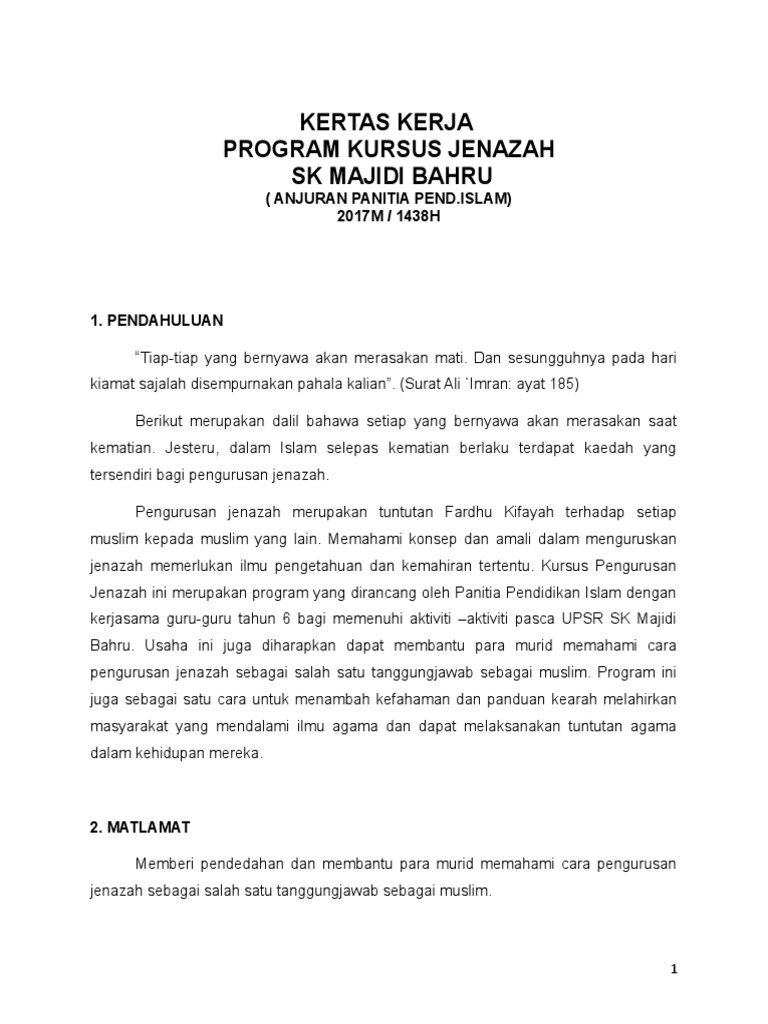 Kertas Kerja Kursus Jenazah