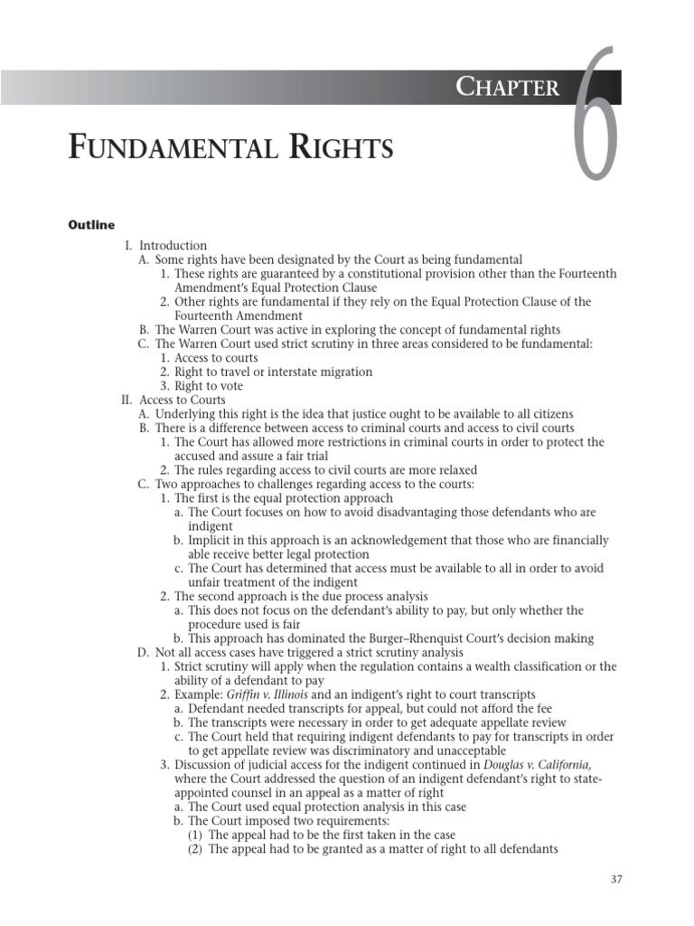 Analysis of Fundamental Rights Protected by the U.S. Constitution