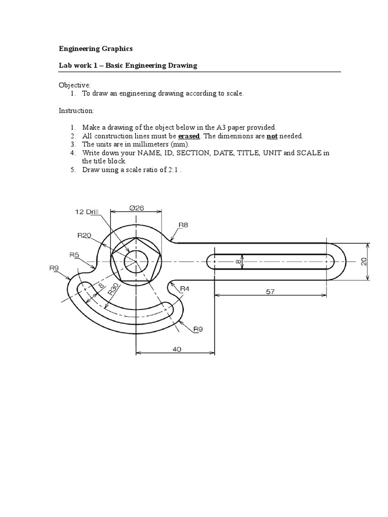 Engineering Graphics Lab Work 1 Basic Engineering Drawing PDF