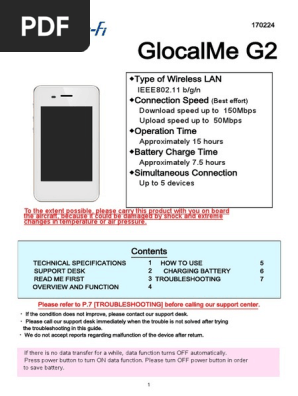 亞洲豹 Glocalme G2 Ts取扱説明書 英語 Wi Fi Battery Charger