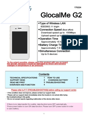 亞洲豹 Glocalme G2 Ts取扱説明書 英語 Wi Fi Battery Charger