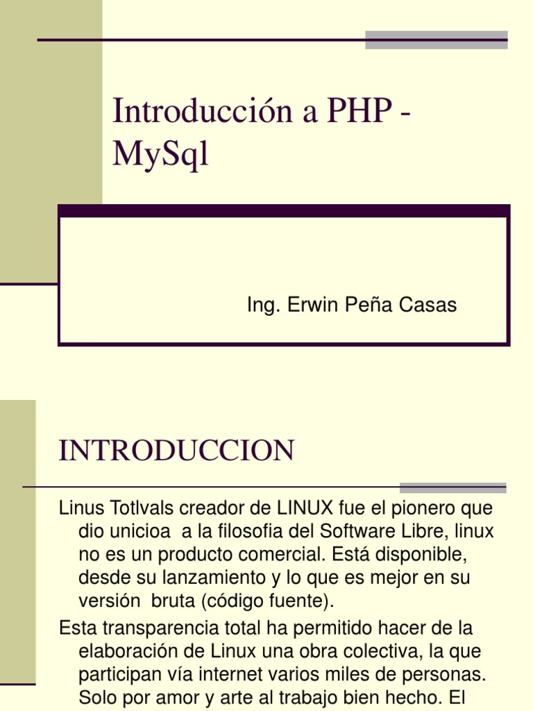 Sesion 01 - Introduccion A PHP - MySql | PDF | Php | Software libre