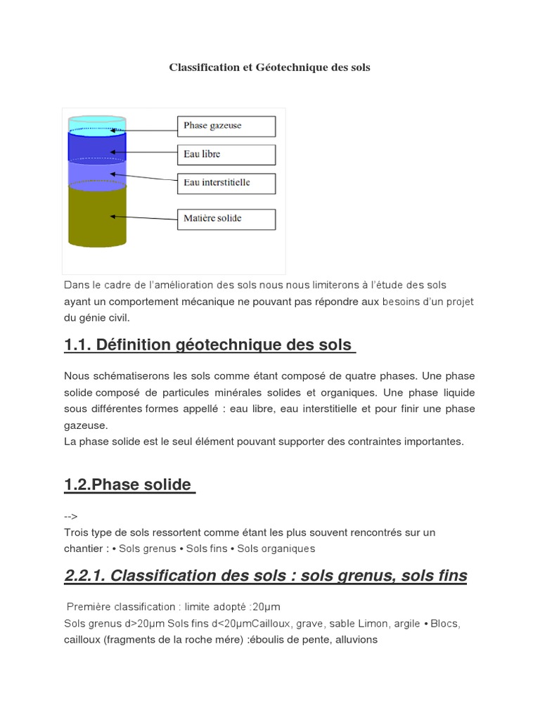 Classification des sols en géotechnique | PDF | Argile | Sol (pédologie)