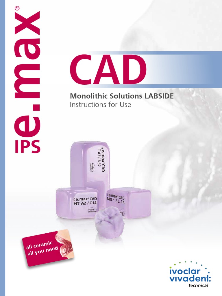 IPS E-Max CAD Monolithic Solution Labside | PDF | Dentistry | Dentistry ...