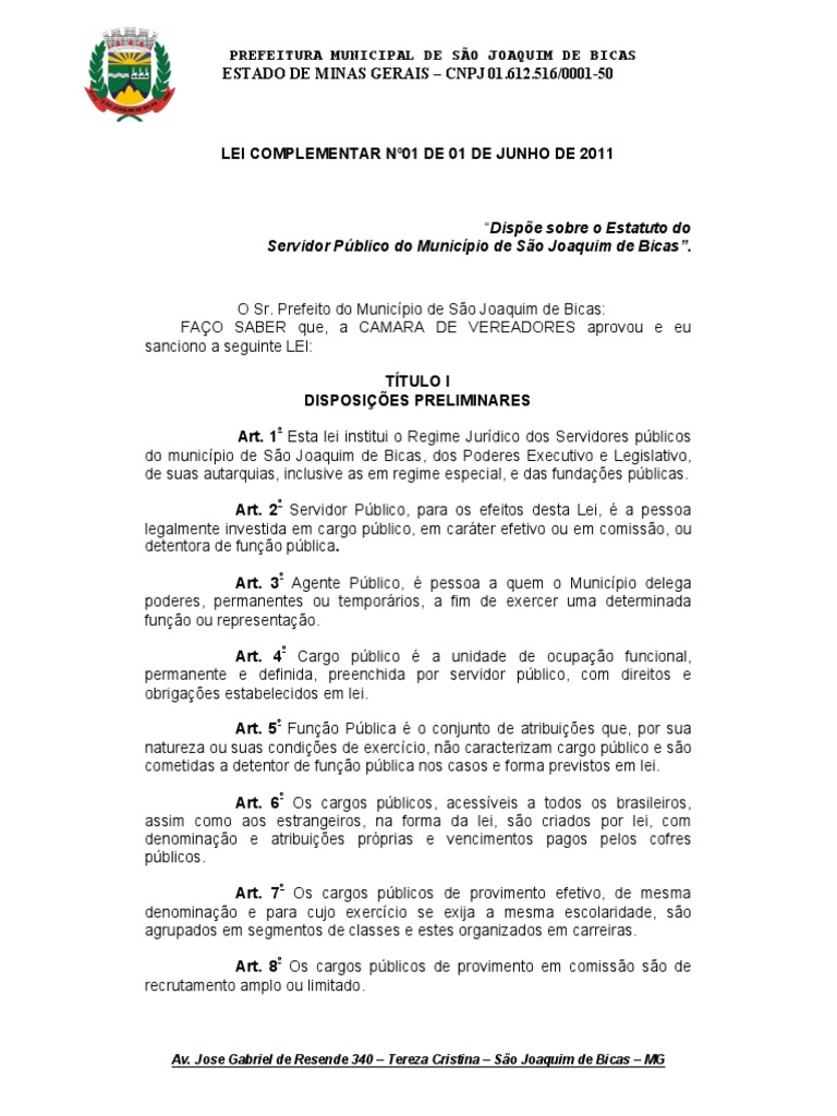 Estatuto Do Servidor São José Dos Pinhais