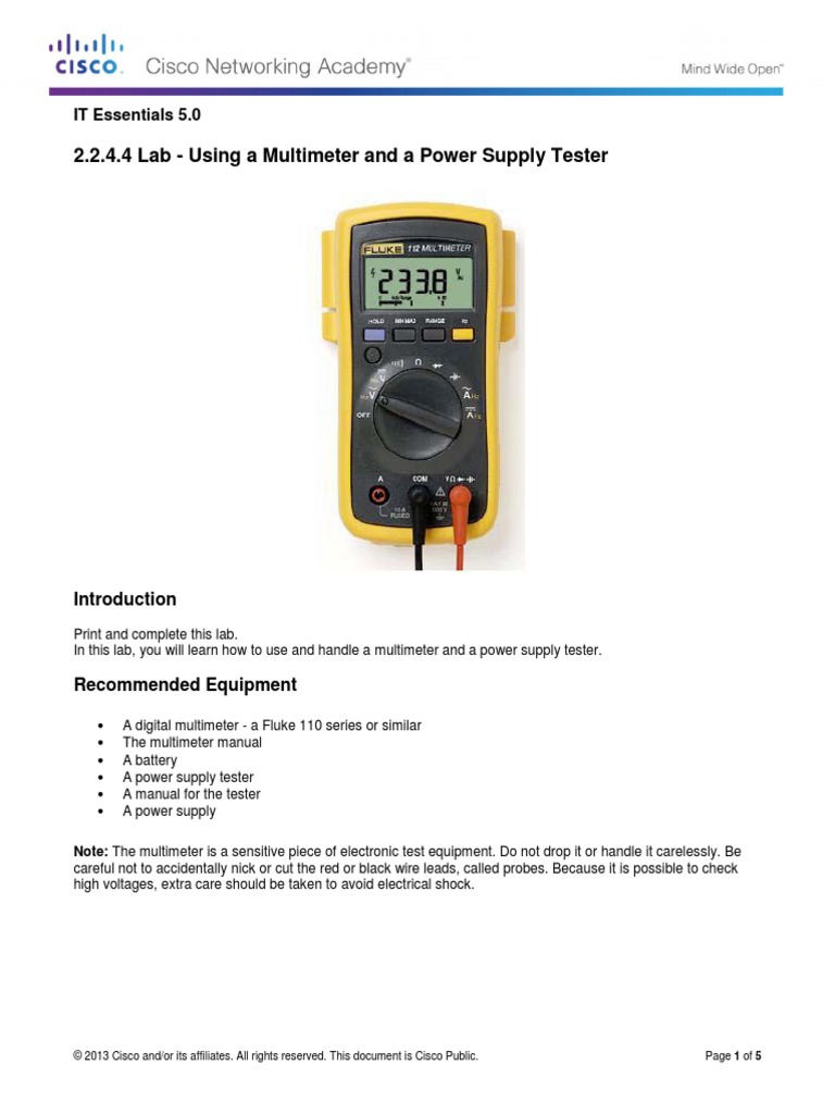 2.2.4.4 Lab Using A Multimeter and A Power Supply Tester PDF