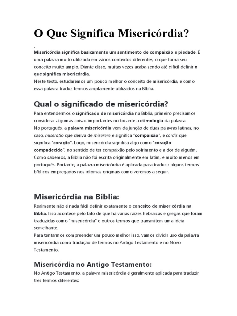 O Que Significa Misericórdia | PDF | Misericórdia | Bíblia