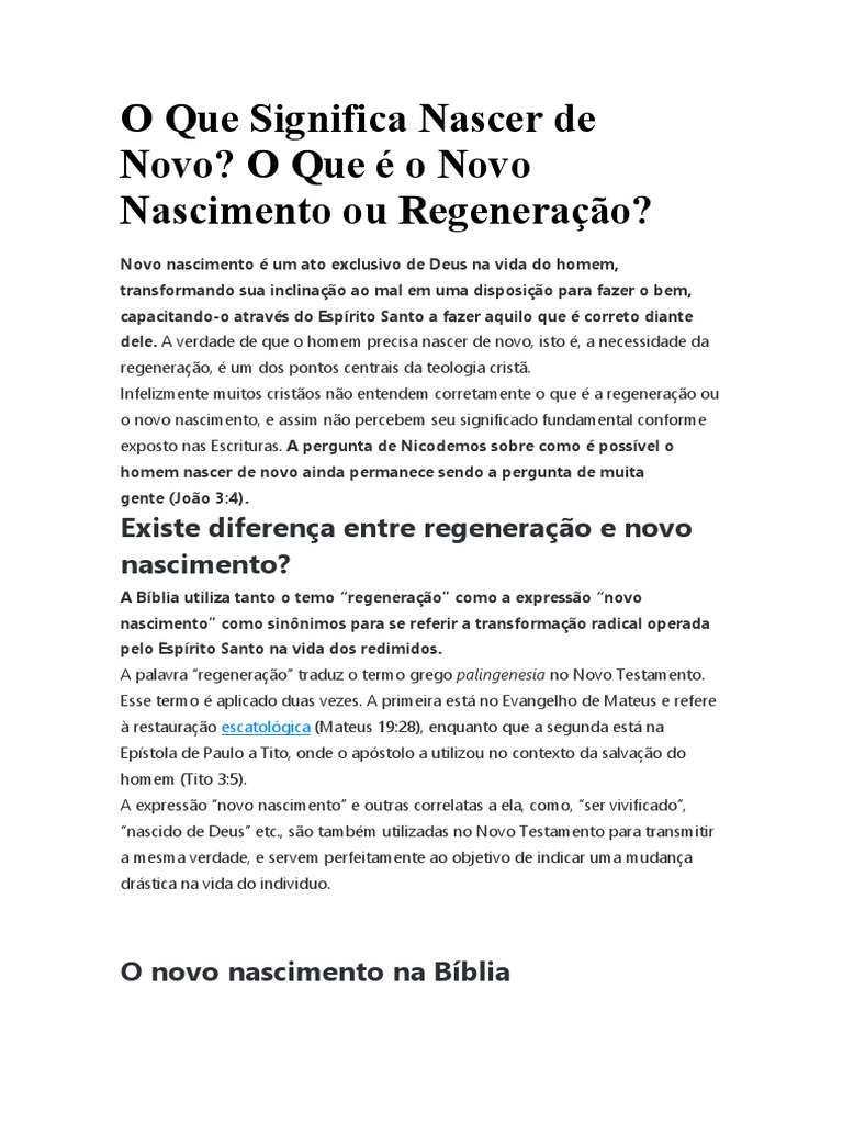 Significado do Novo Nascimento na Bíblia | PDF | Pecado | Bíblia