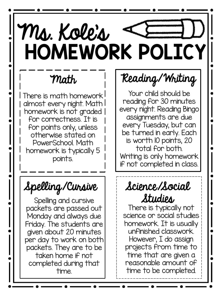 Ms. Kole's Homework Policy Overview | PDF