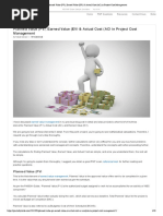 Planned Value (PV), Earned Value (EV) & Actual Cost (AC) in Project Cost Management