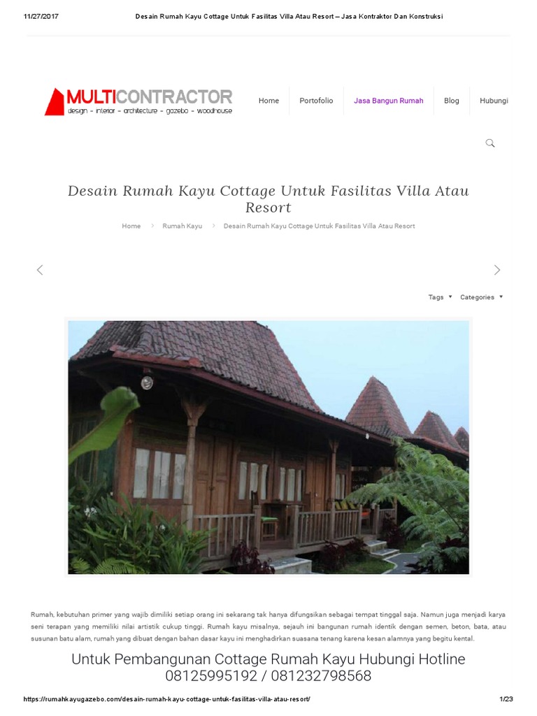 Desain Rumah Kayu Cottage 