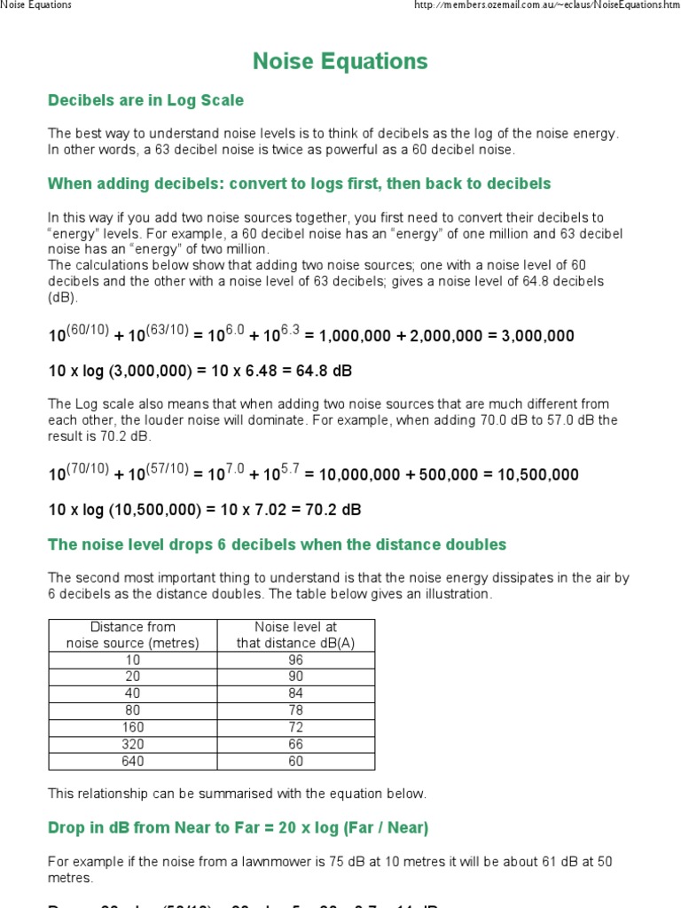 Noise Equations | PDF | Decibel | Logarithm
