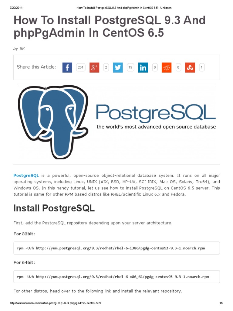 Install PostgreSQL 9.3 & phpPgAdmin on CentOS | PDF | Postgre Sql ...