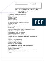 "10 Common Expressions in English": Student: - Grade: 8th Subject: Grammar Date: 09/ - /17