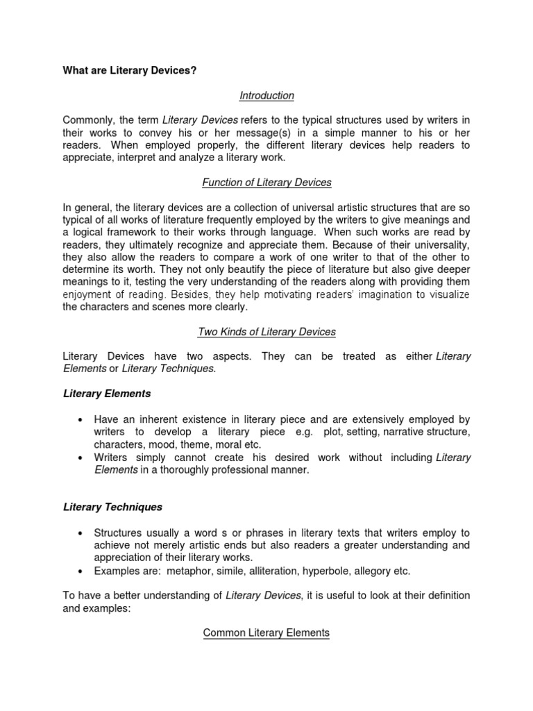 👍 Common literary devices. Literary Devices and Literary Terms. 20190107
