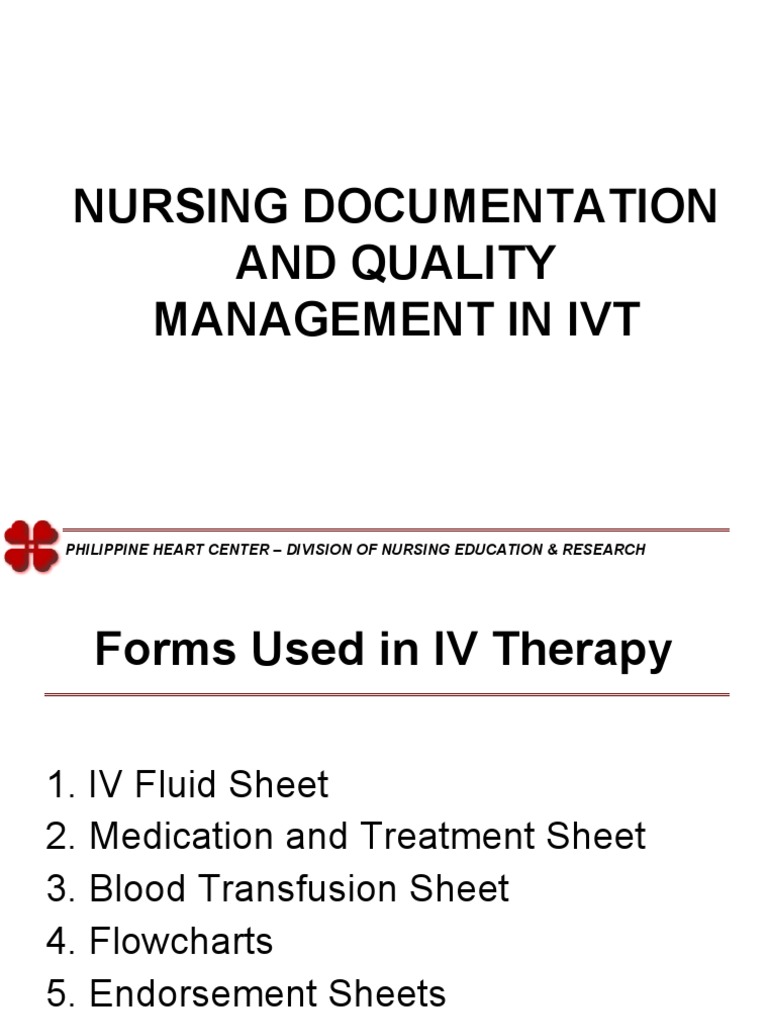 IV Therapy Documentation Guidelines | PDF | Intravenous Therapy | Nursing