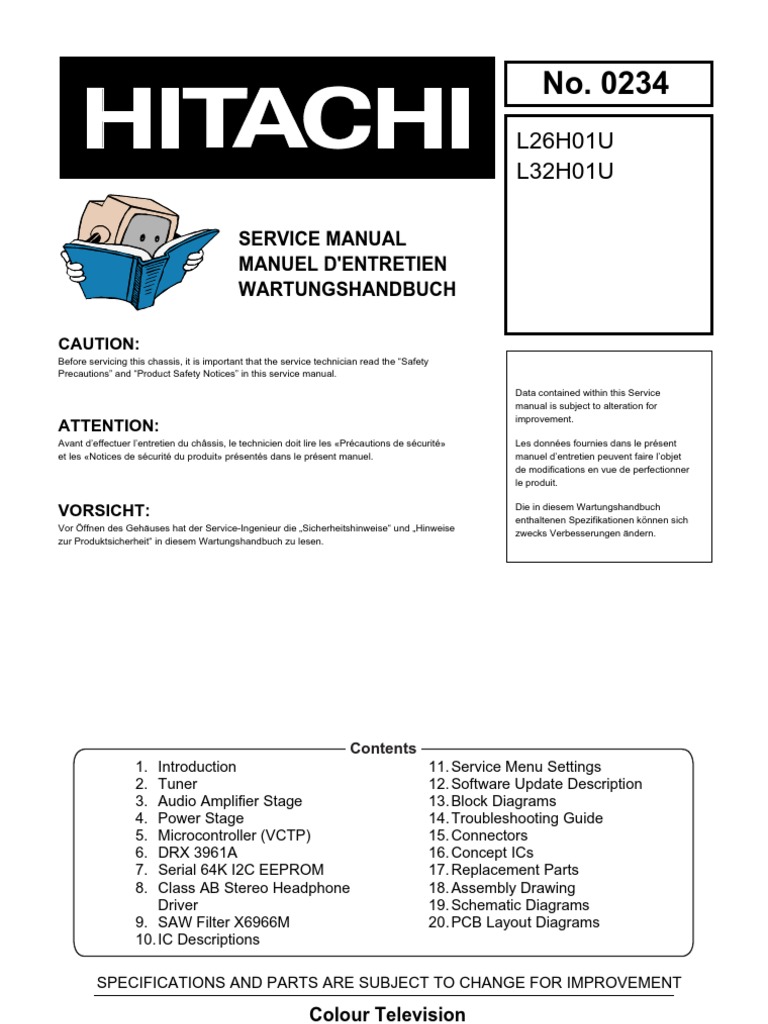Hitachi Flat Tv L26(32)H01U August 2007 Service Manual | Power Supply |  Mosfet