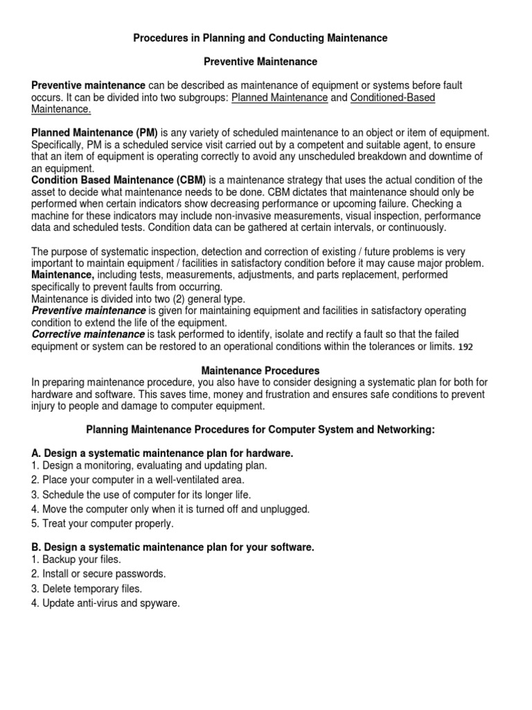 Systematic Maintenance Procedures Guide | PDF | Engineering ...