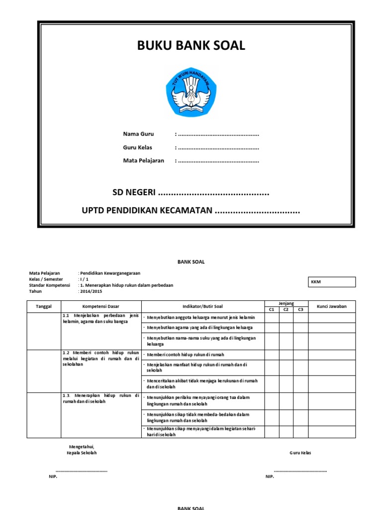 Buku Bank Soal Sd Kelas 1