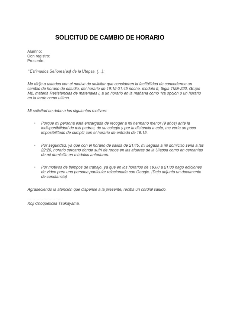 Solicitud de Cambio de Horario 2 PDF