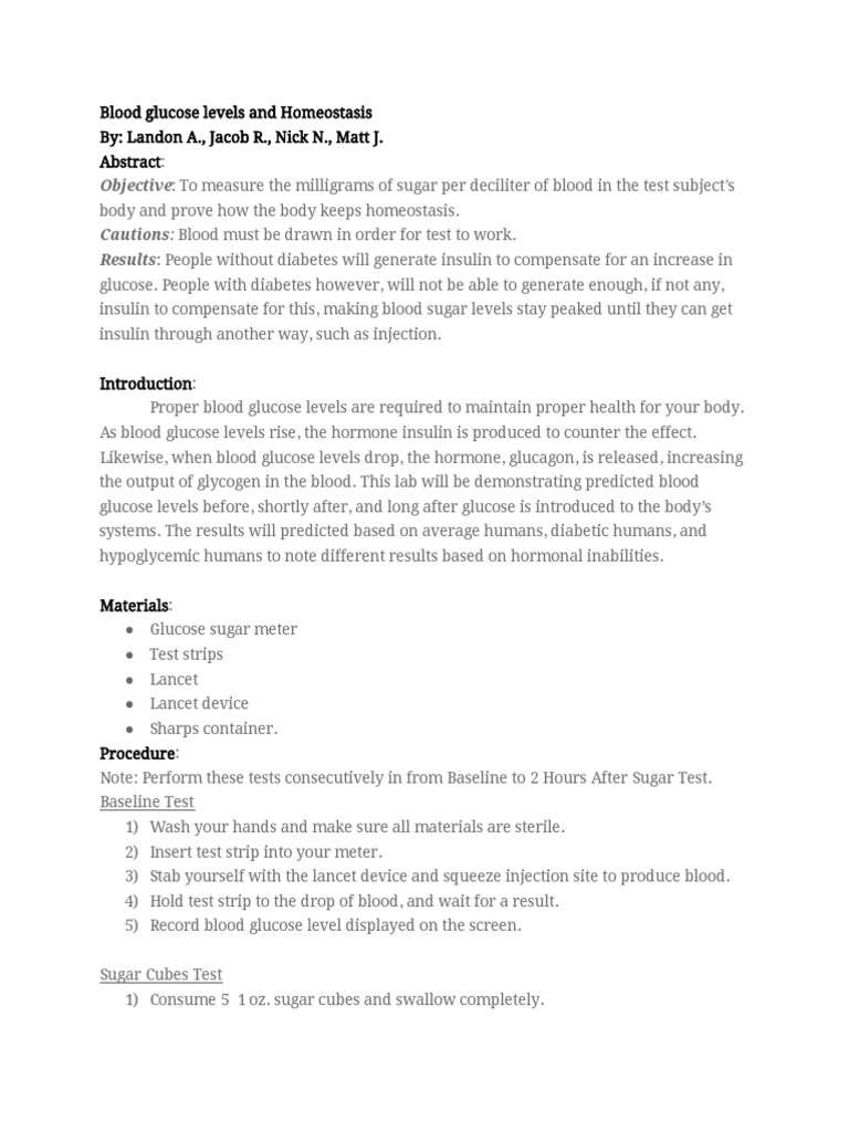 lab report blood sugar Medical Tests Biochemistry