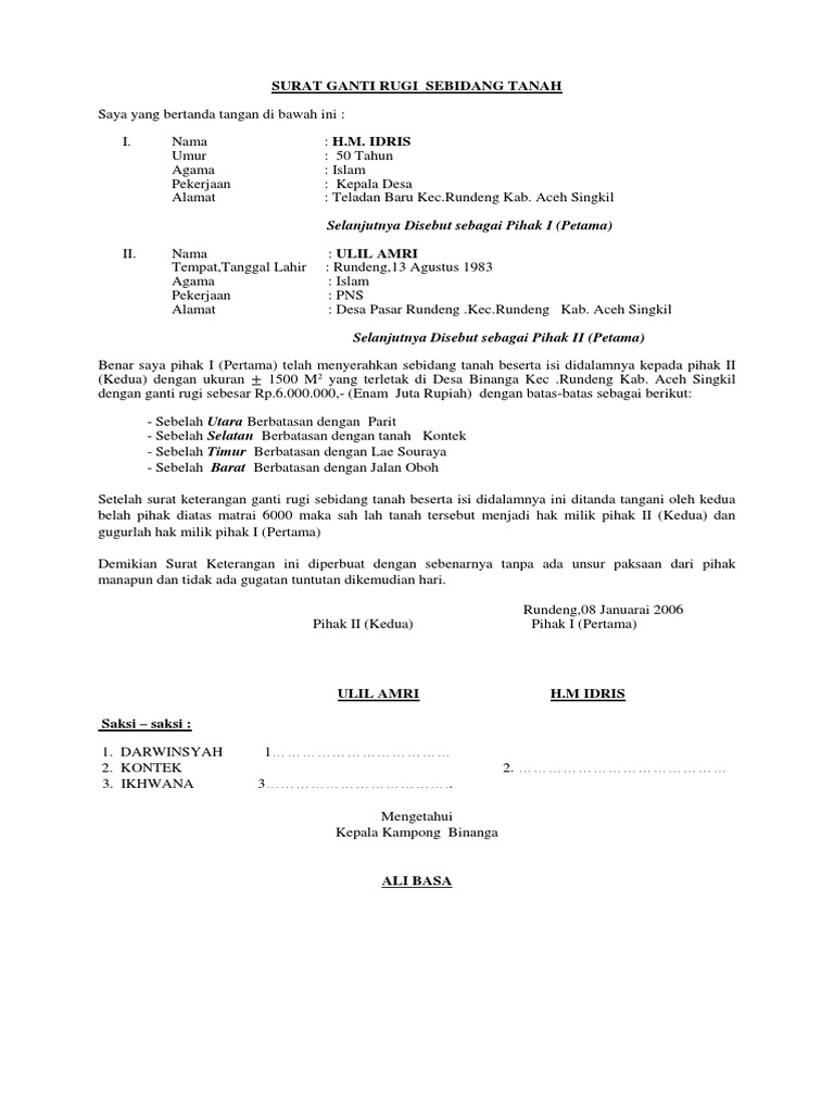 Download 95+ Contoh Surat Surat Ganti Rugi Tanah Gratis