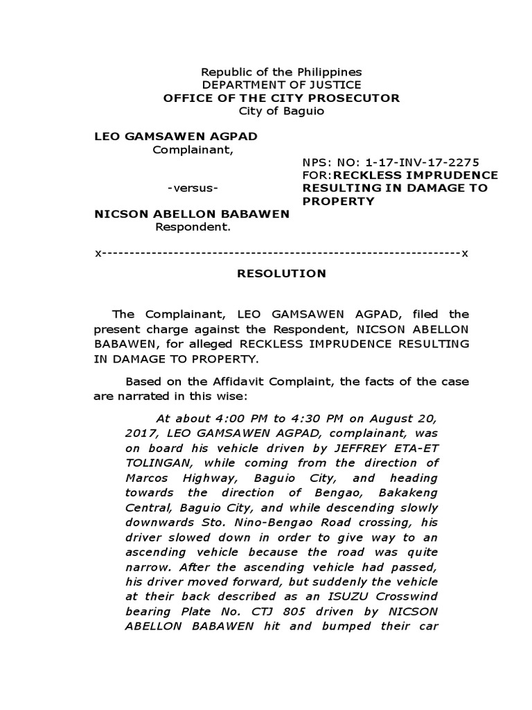 resolution-reckless-imprudence-final-criminal-law-common-law