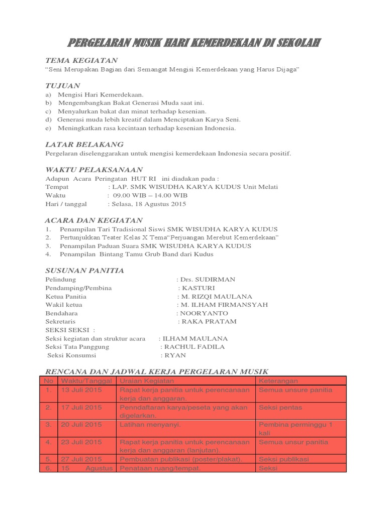 Pergelaran Musik Hari Kemerdekaan Di Sekolah