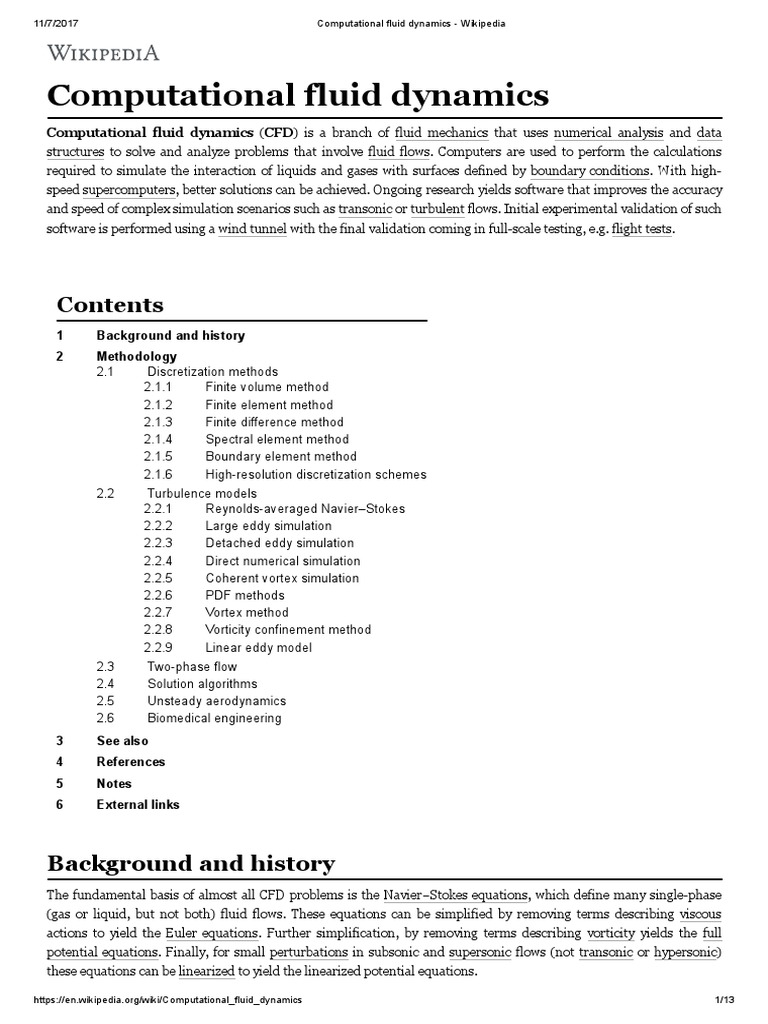Computational Fluid Dynamics Wikipedia Computational Fluid Dynamics