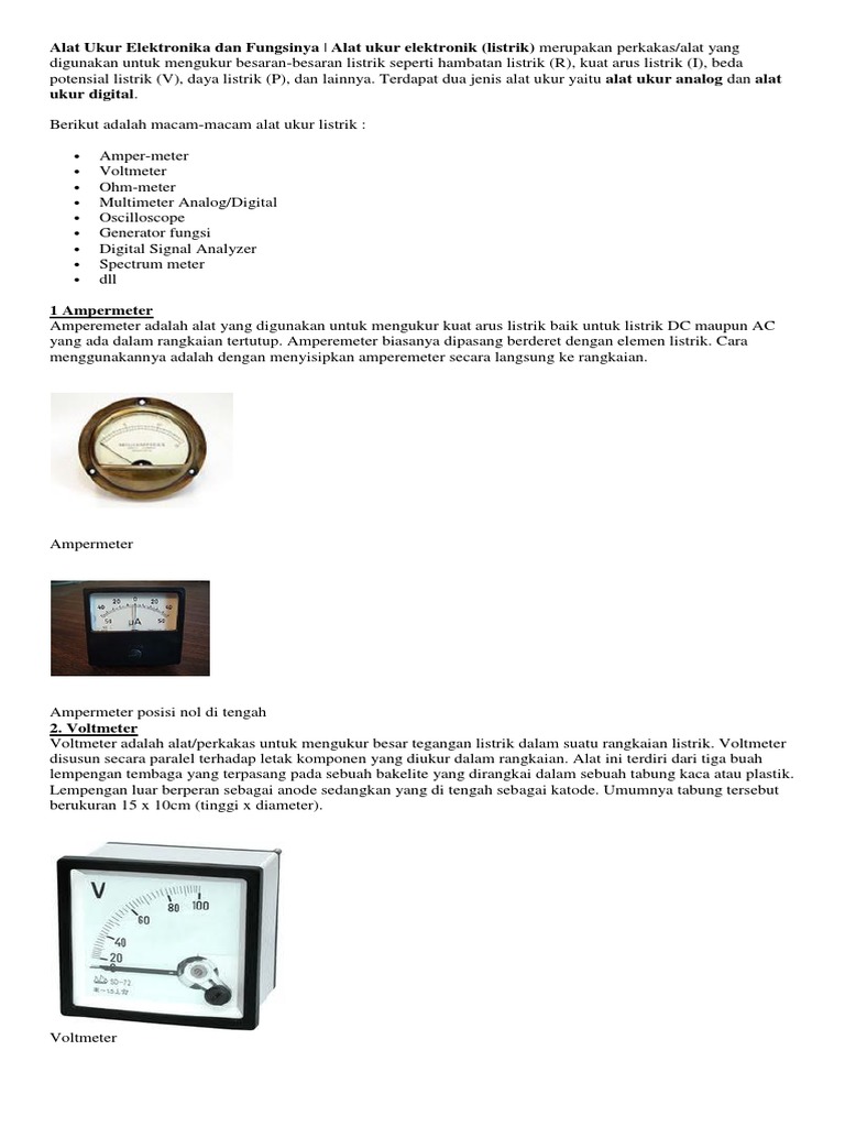 Alat Ukur Elektronika Dan Fungsinya