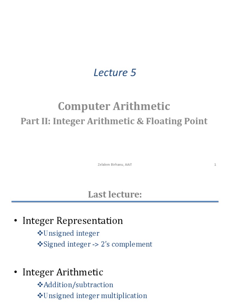 Integer Arithmetic in Computer Architecture | PDF | Multiplication ...