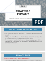 ITS610 Chapter 3 Privacy Risks and Principles