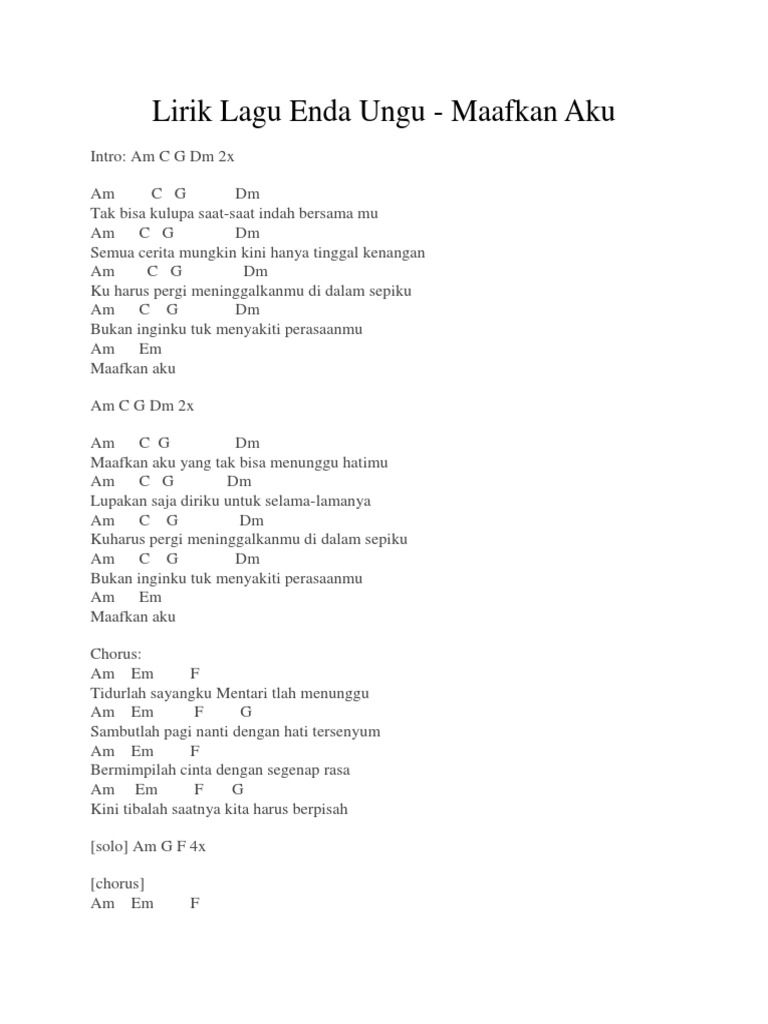 Lirik Lagu Enda Ungu