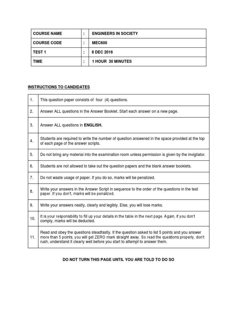 MEC600 Test 1 & 2 Dec 2016 Questionnaire | PDF | Business | Economies