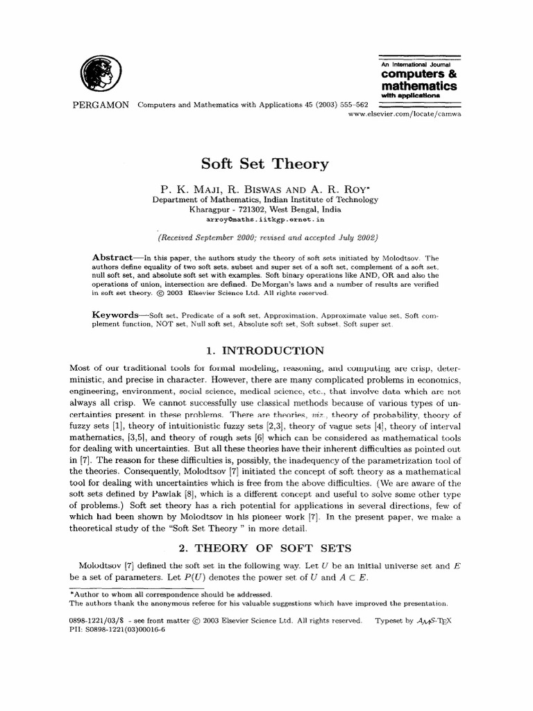 Overview of Soft Set Theory | PDF | Teaching Mathematics | Logic