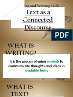 Reading and Writing Skills: Text As A Connected Discourse
