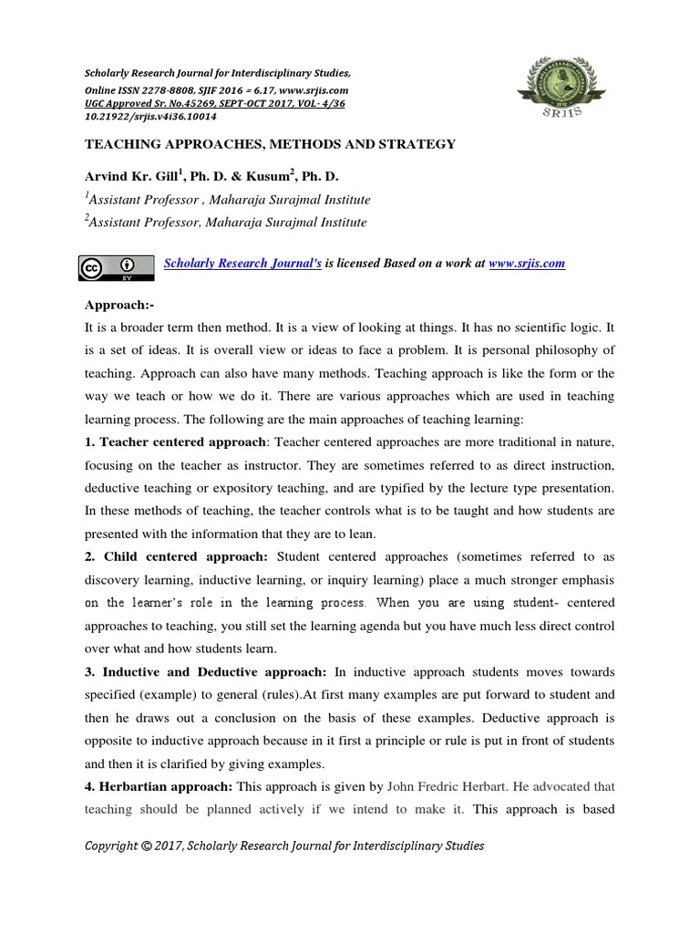Teaching Approaches, Methods and Strategy | PDF | Teaching Method | Lecture