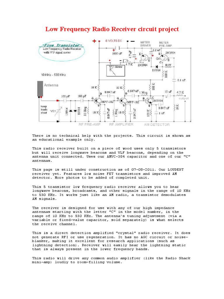 Low Frequency Radio Receiver Circuit Project Circuit Diagram