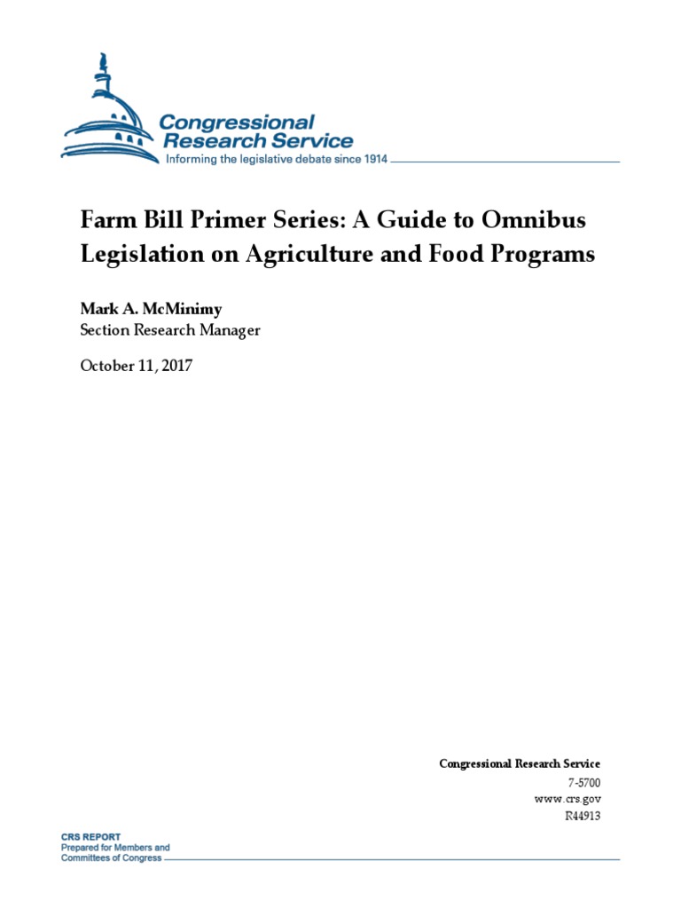 Farm Bill Primer Series PDF United States Farm Bill Crop Insurance