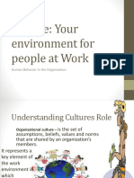 Culture: Your Environment For People at Work: Human Behavior in The Organization