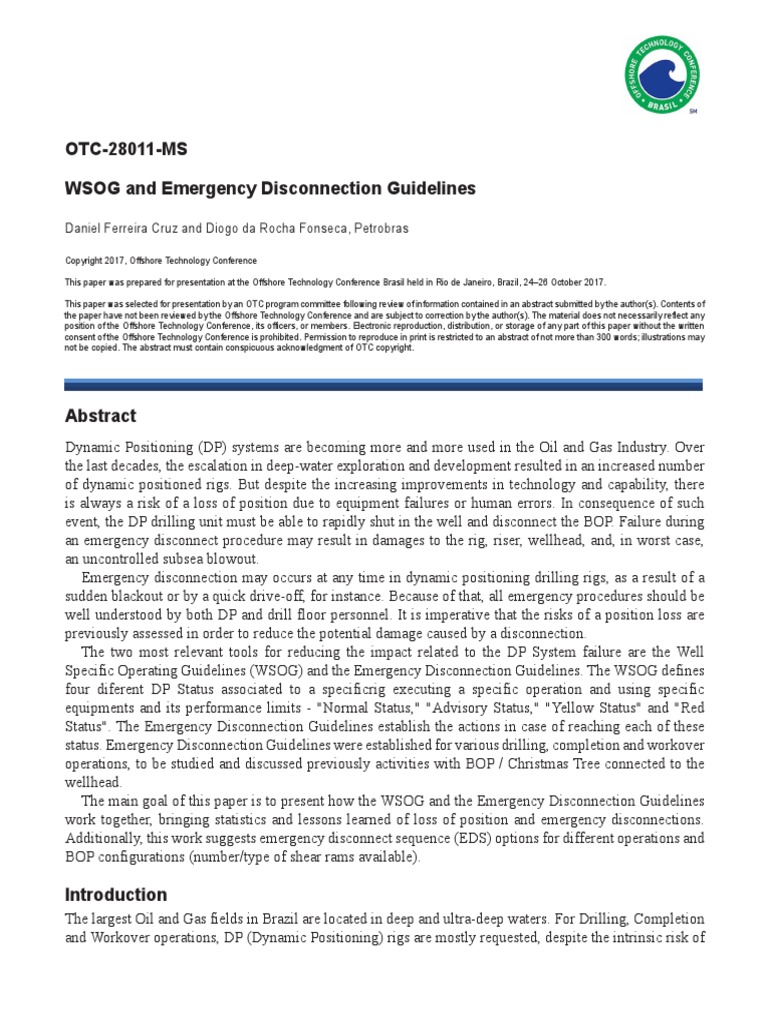 OTC-28011-MS - WSOG and Emergency Disconnect | PDF | Drilling Rig | Nature