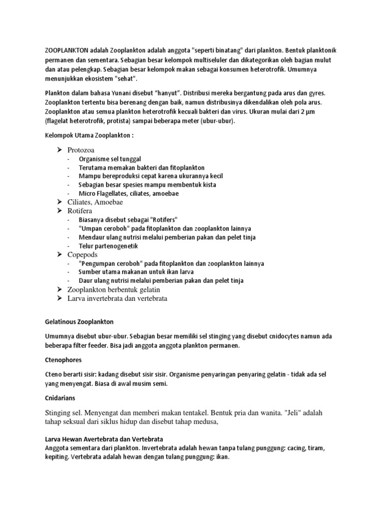 Zooplankton Adalah Zooplankton Adalah Anggota