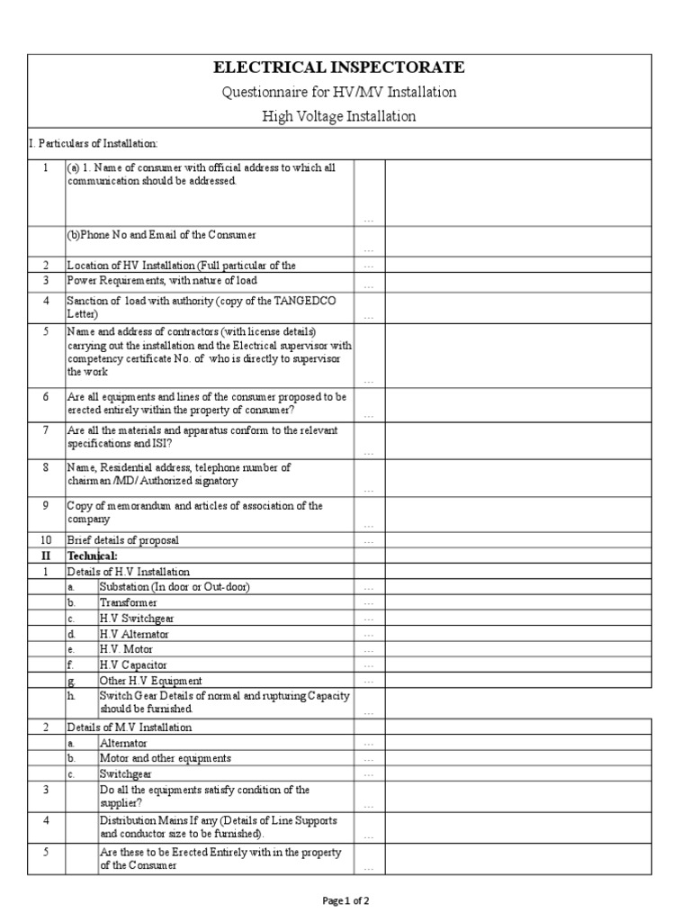 Questionnaire PDF Electrical Substation Electricity