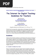 The Internet For English Teaching: Guidelines For Teachers