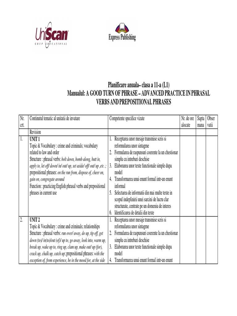 A Good Turn of Phrase Advanced Practice in Phrasal Verbs and