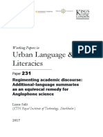 Regimenting Academic Discourse: Additional-Language Summaries As An Equivocal Remedy For Anglophone Sciencemore