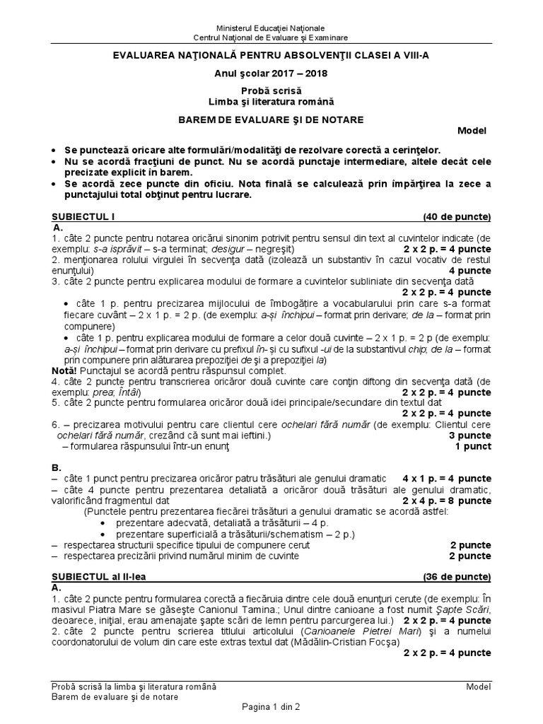 Teza Clasa a VIII-A Sem I Barem