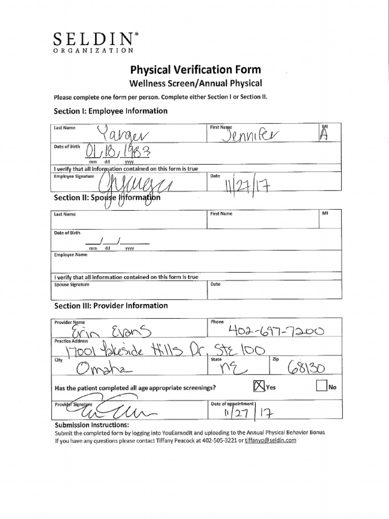 Physical Verification Form | PDF