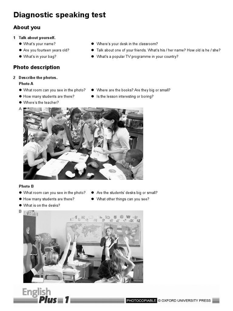 Diagnostic Speaking Test Guide | PDF