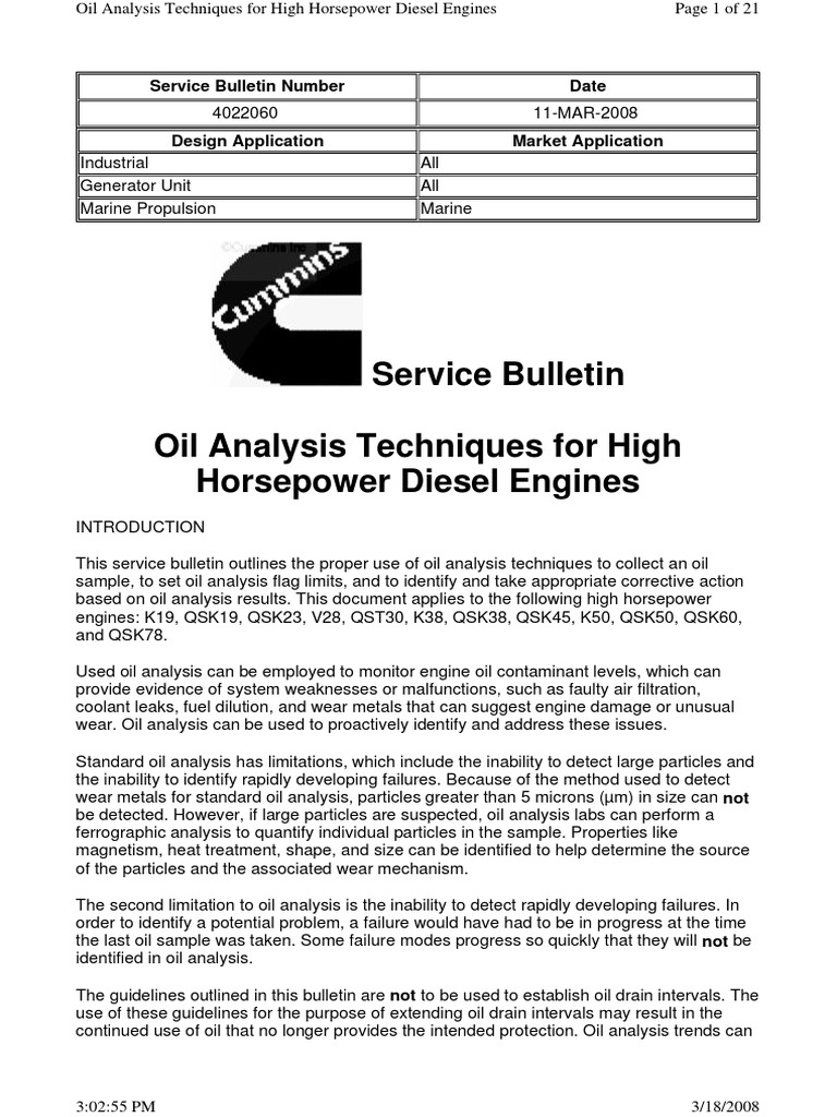 'Documents - MX - Oil Anlaysis Techn For HHP Diesel Enginescummins 2 ...
